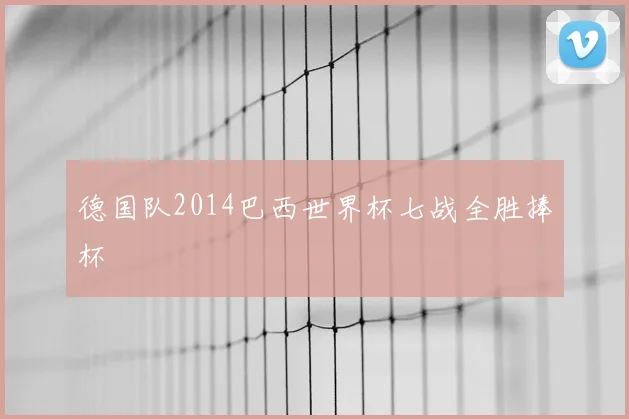德国队2014巴西世界杯七战全胜捧杯